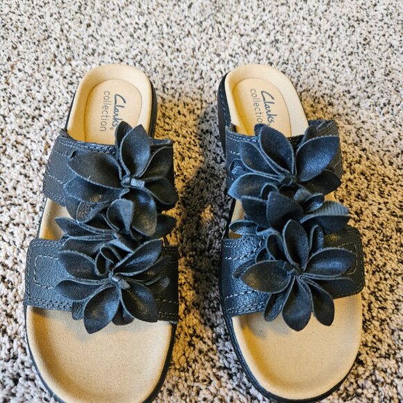 Clarks Merliah Raelyn Black Leather Sandals - Picture 3 of 7